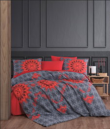 L'essentiel linge de maison Juego de funda de edredón Saltanat - Rojo y Antracita